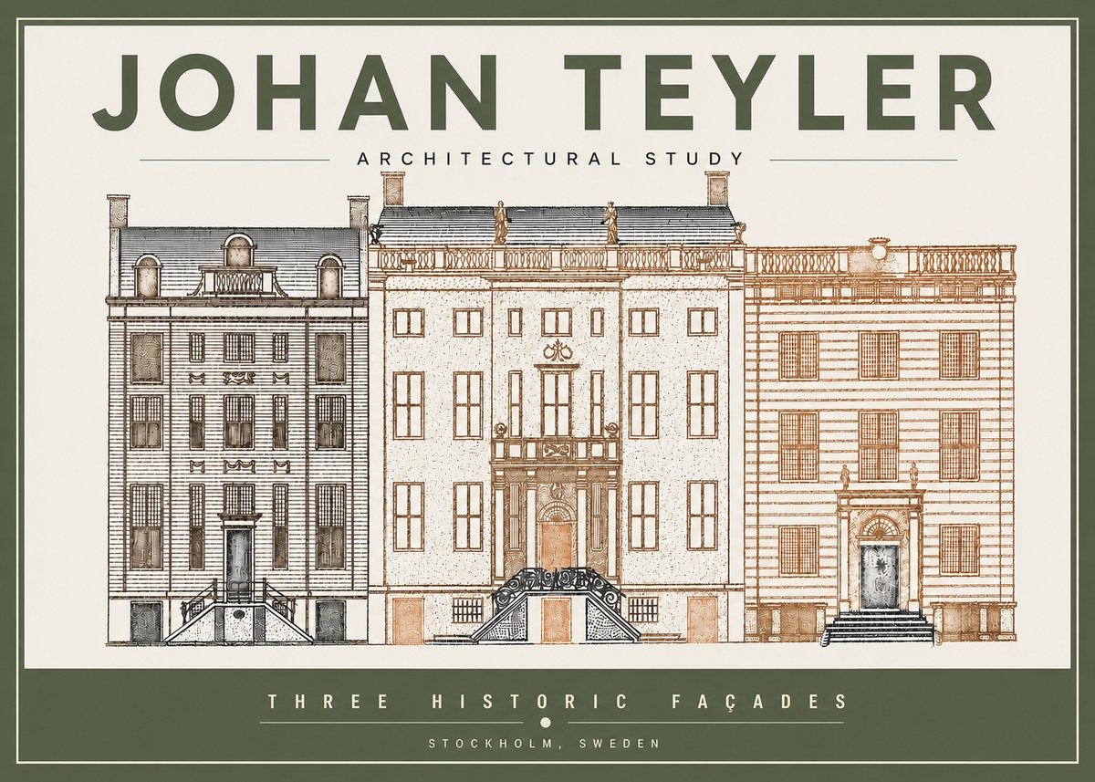 Johan Teyler Architectural Study - Three Historic Façades No3 - Plakát