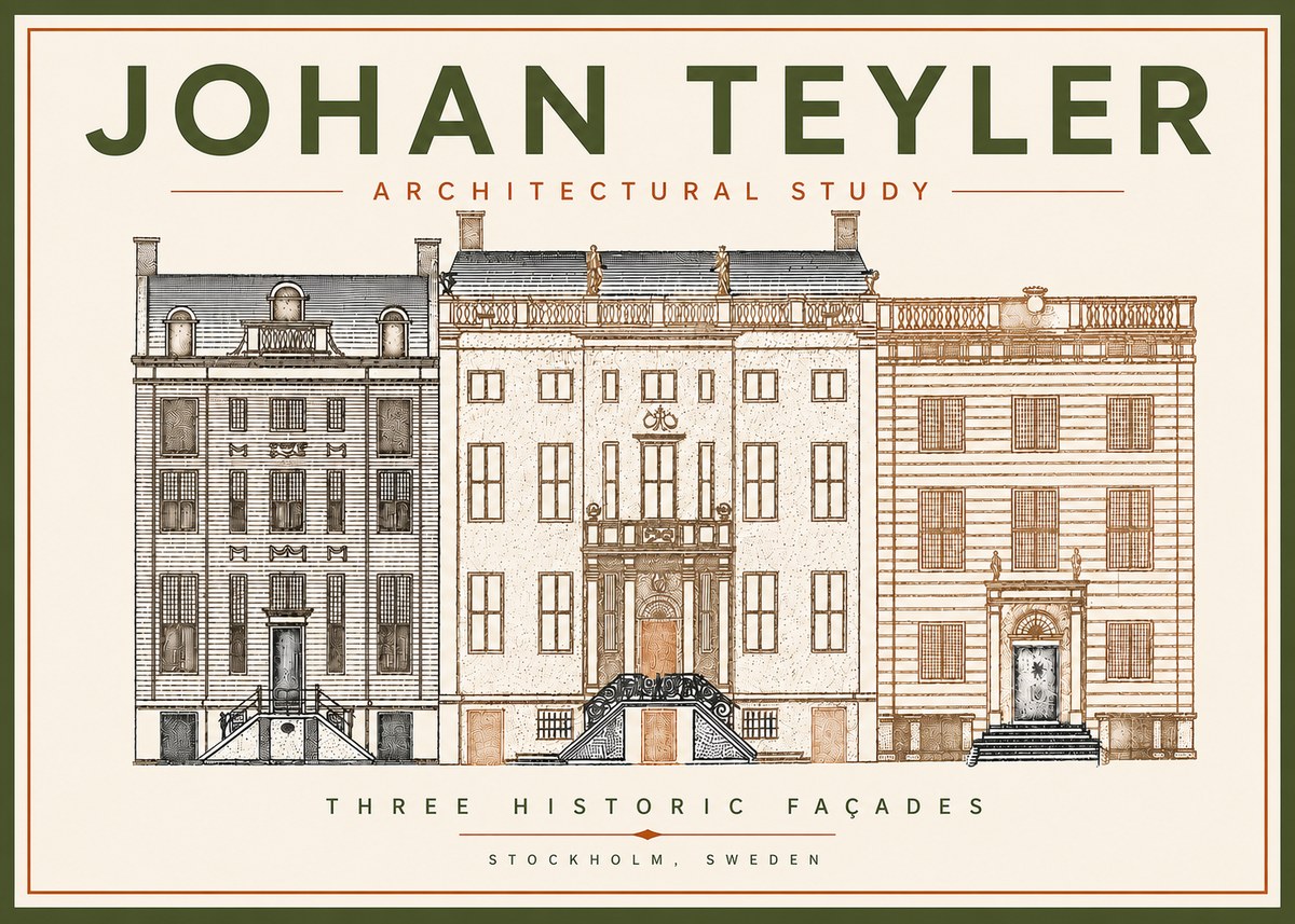 Johan Teyler Architectural Study - Three Historic Façades No5 - Plakát