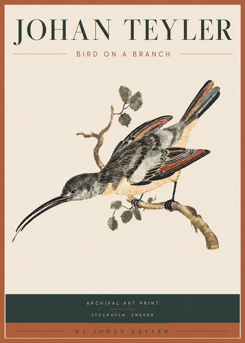 Johan Teyler Bird on a Branch No3 - Plakát