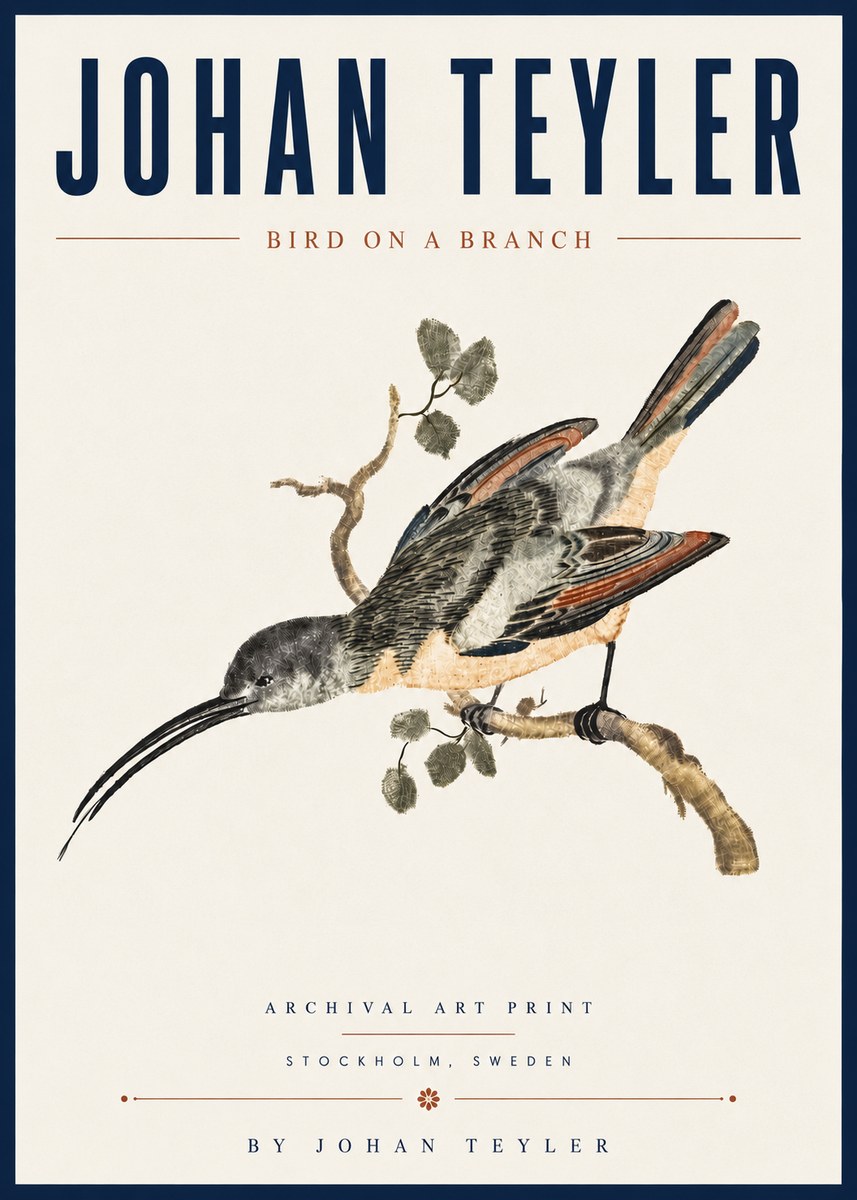 Johan Teyler Bird on a Branch No6 - Plakát