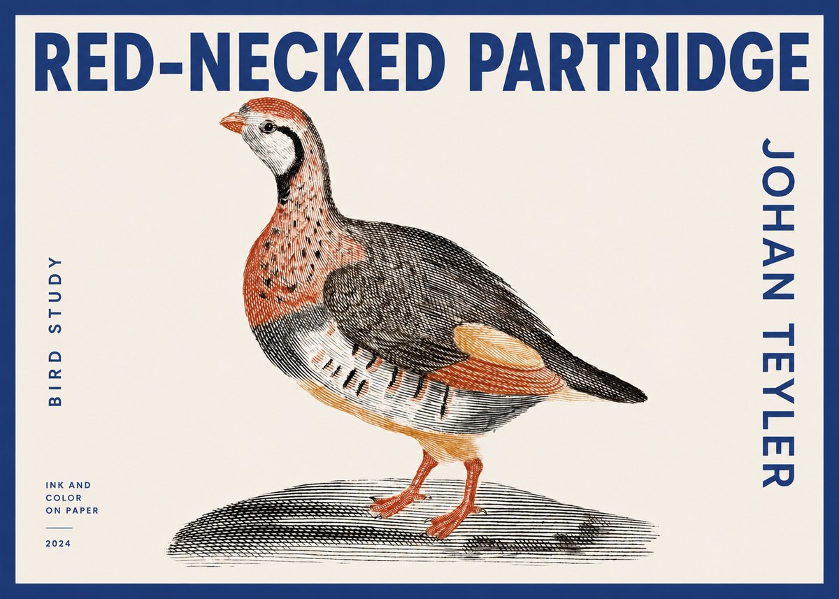 Johan Teyler Red-necked Partridge No2 - Plakát