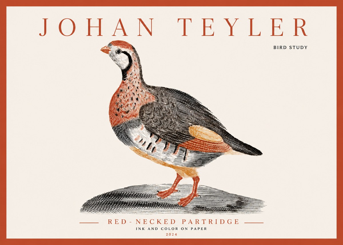 Johan Teyler Red-necked Partridge No3 - Plakát