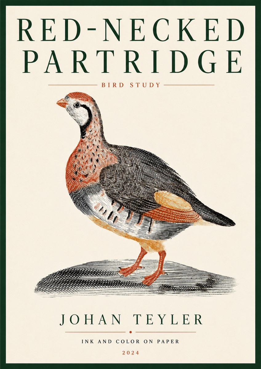 Johan Teyler Red-necked Partridge No4 - Plakát