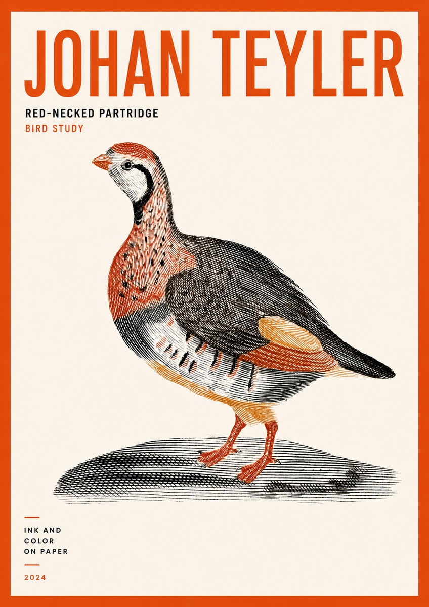 Johan Teyler Red-necked Partridge No5 - Plakát