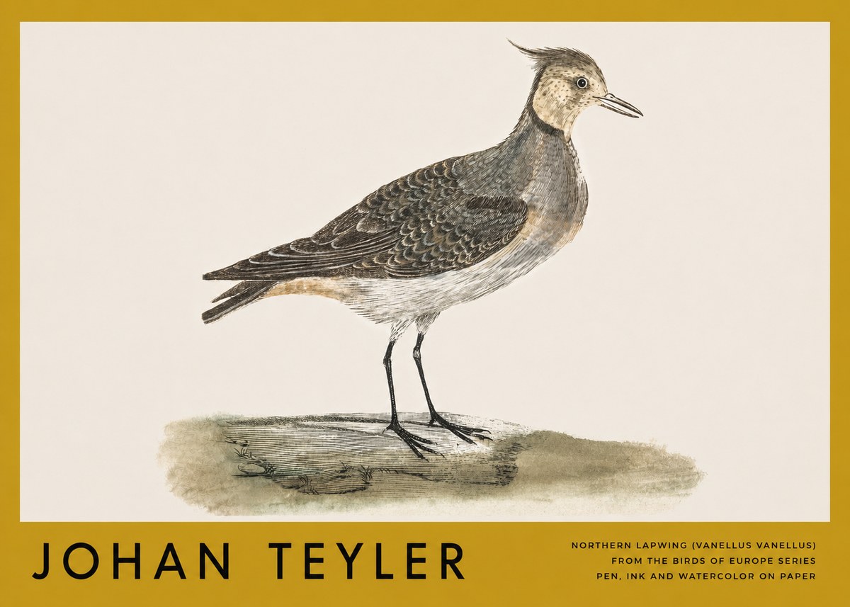 Johan Teyler Northern Lapwing (Vanellus Vanellus) No3 - Plakát