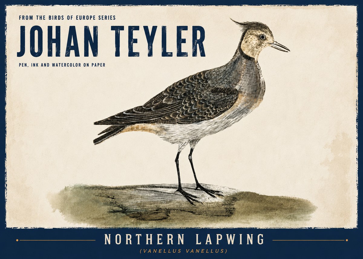 Johan Teyler Northern Lapwing (Vanellus Vanellus) No6 - Plakát