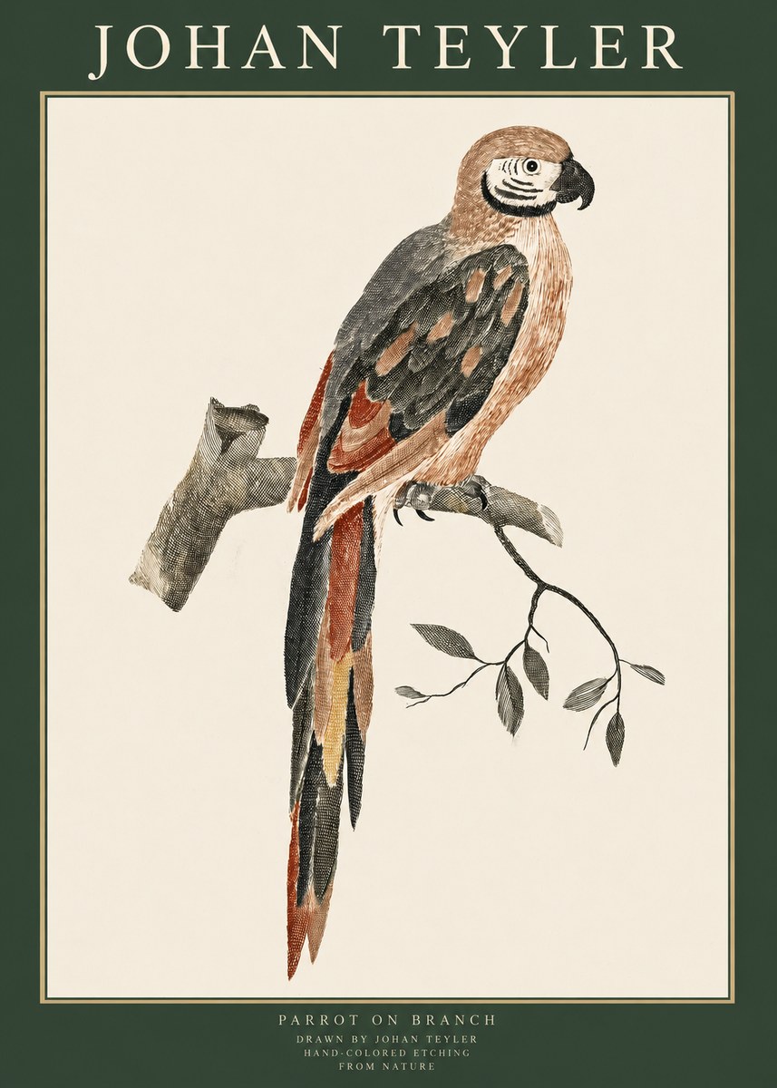 Johan Teyler Parrot on Branch No1 - Plakát
