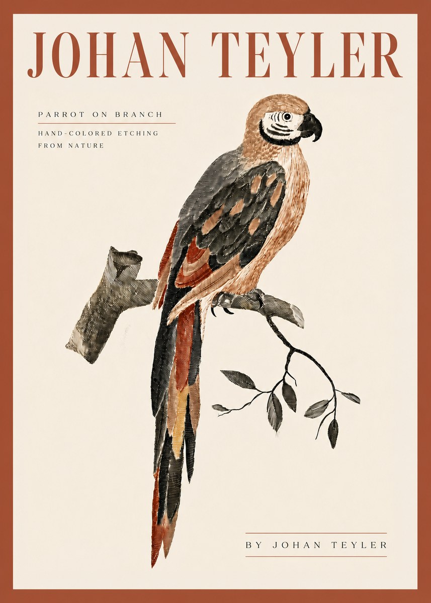 Johan Teyler Parrot on Branch No5 - Plakát