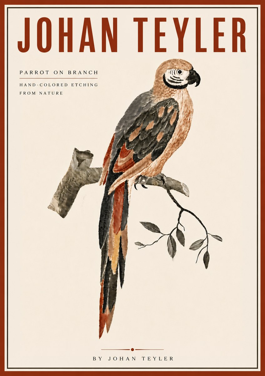 Johan Teyler Parrot on Branch No6 - Plakát