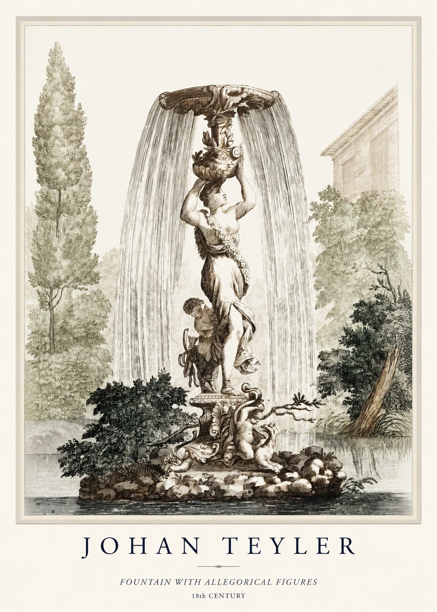 Johan Teyler Fountain with Allegorical Figures No1 - Plakát