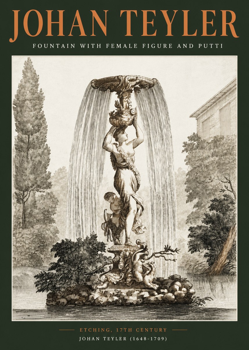 Johan Teyler Fountain with Allegorical Figures No3 - Plakát