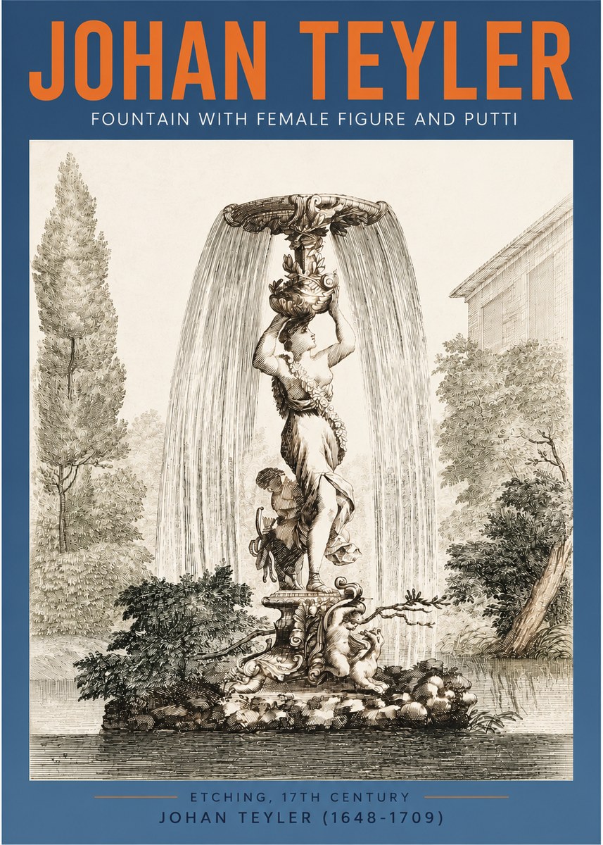 Johan Teyler Fountain with Allegorical Figures No4 - Plakát