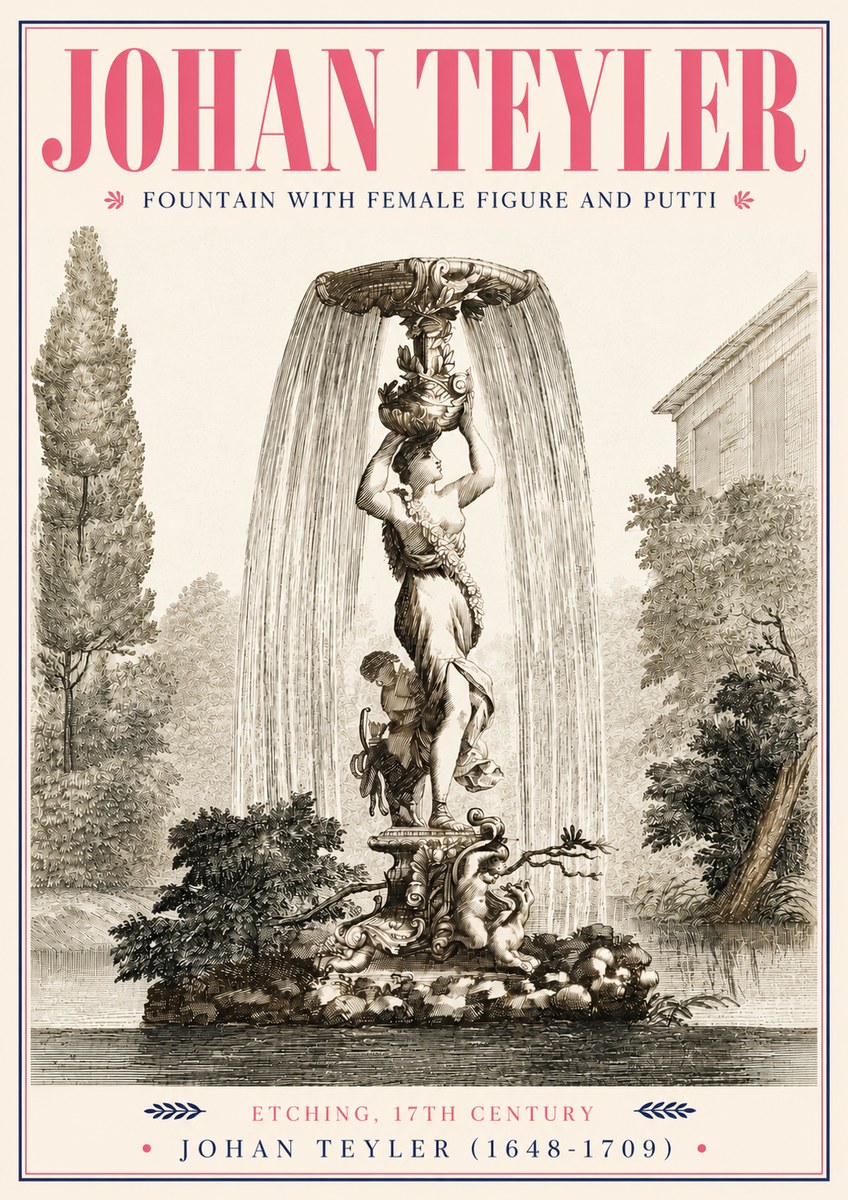 Johan Teyler Fountain with Allegorical Figures No5 - Plakát