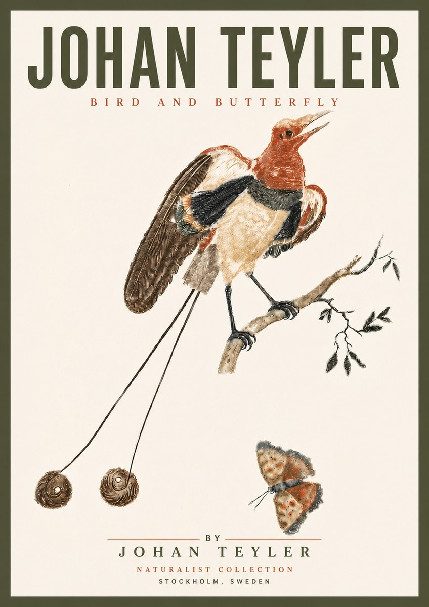 Johan Teyler Bird and Butterfly No6 - Plakát