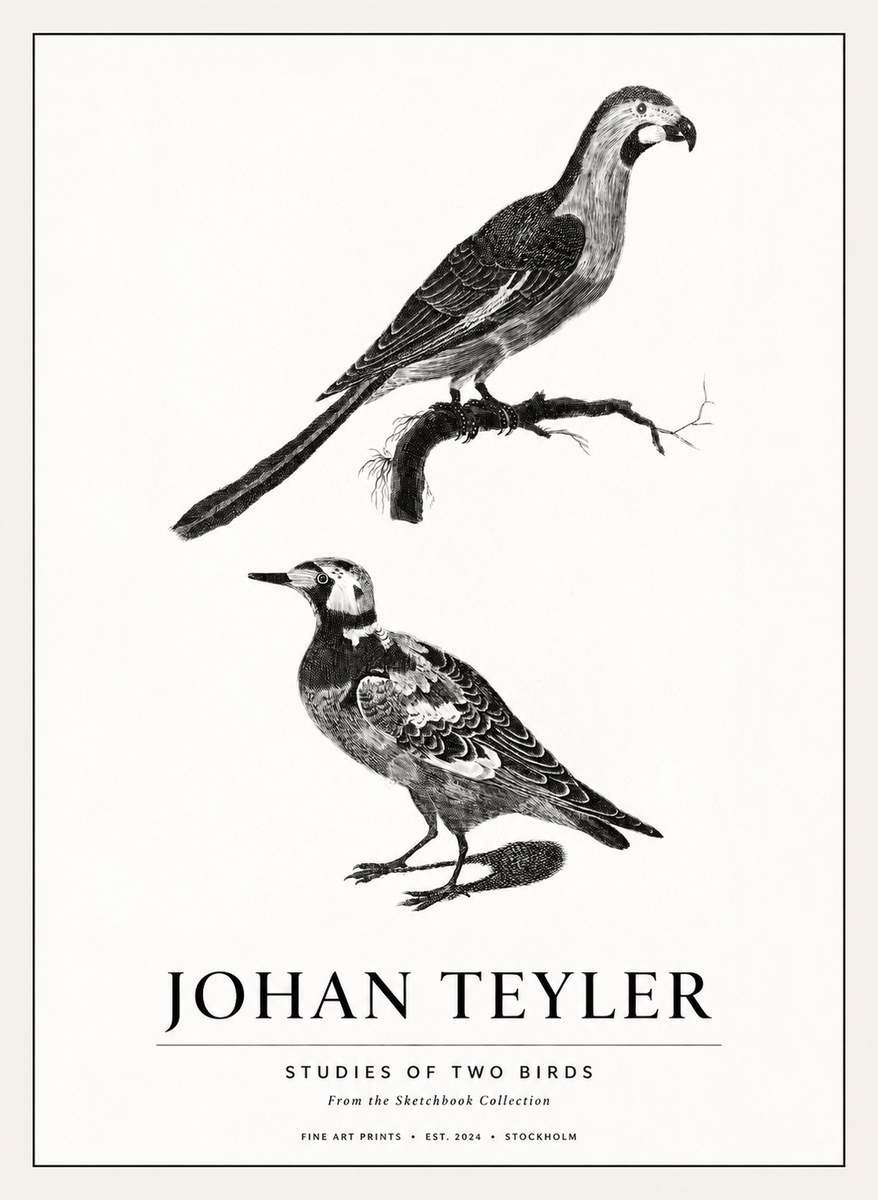 Johan Teyler Birds - Study of Two Species No3 - Plakát
