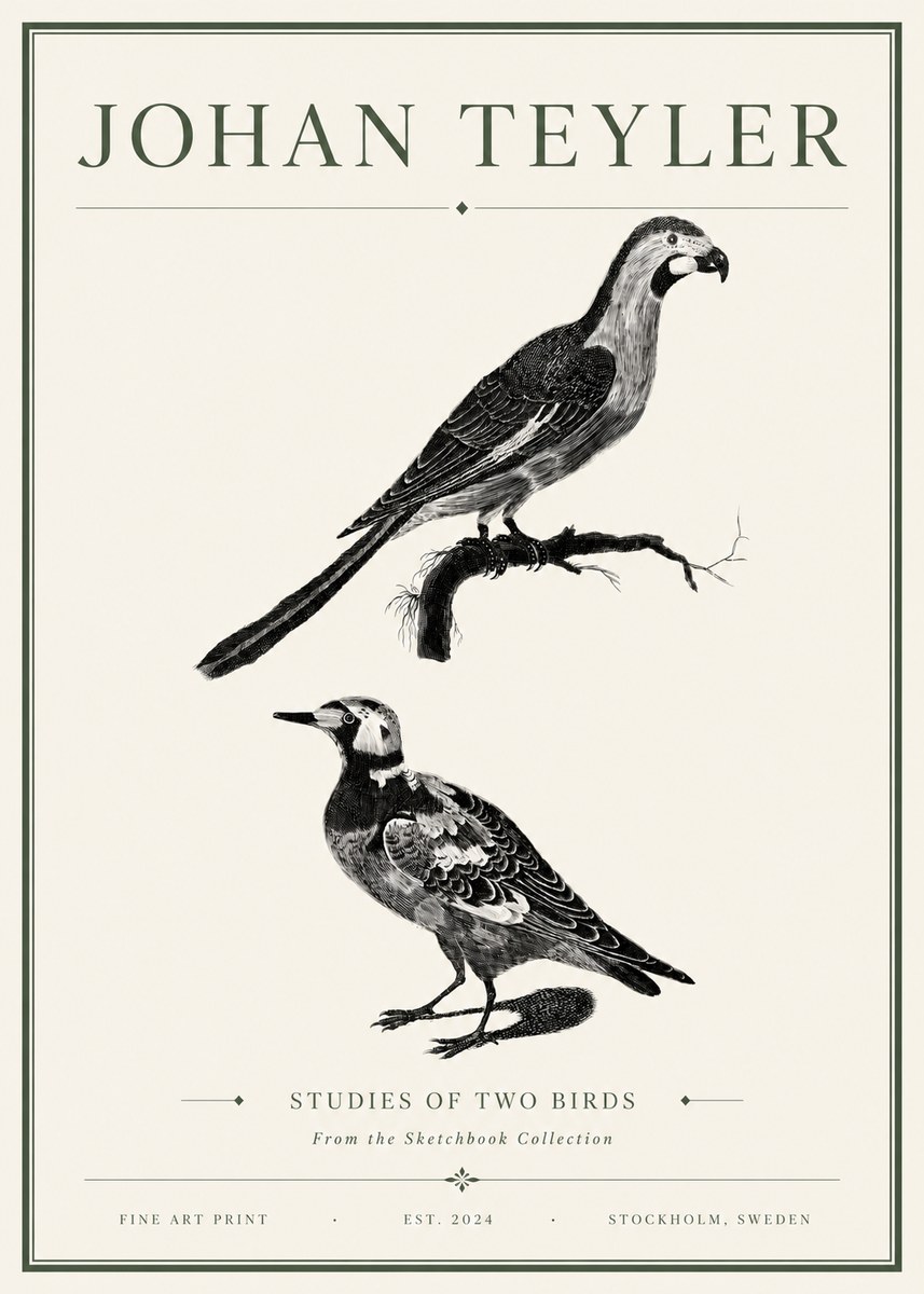 Johan Teyler Birds - Study of Two Species No6 - Plakát