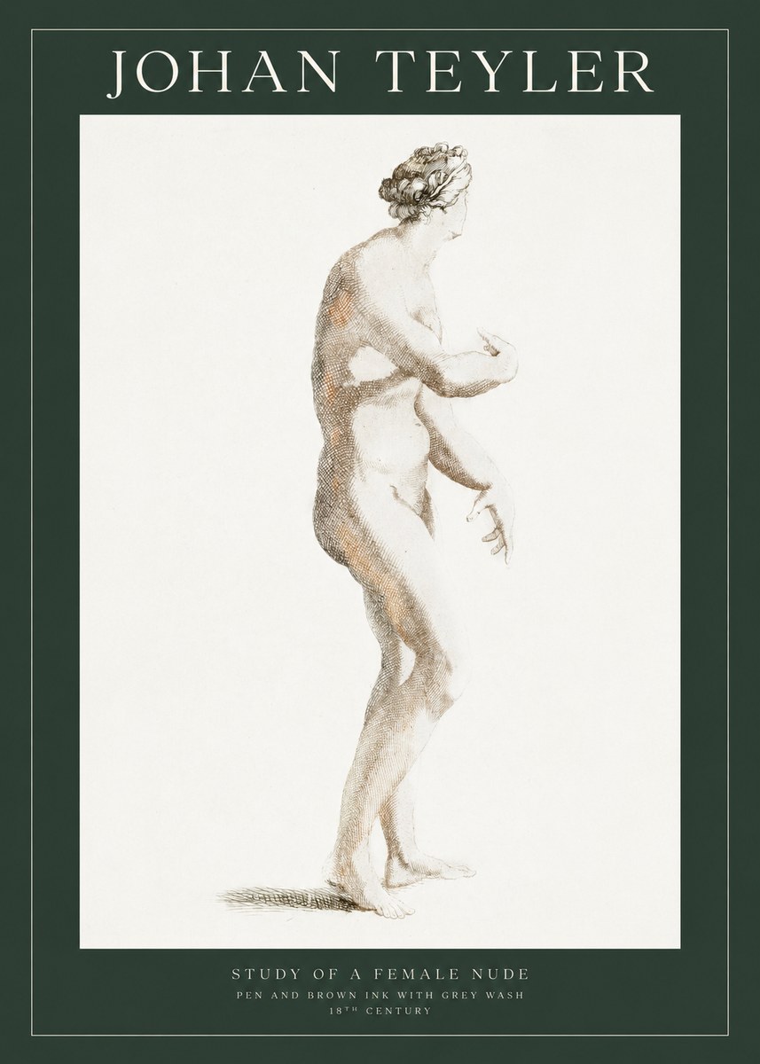 Johan Teyler Study of a Female Nude No1 - Plakát