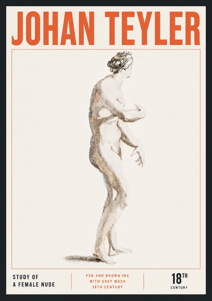Johan Teyler Study of a Female Nude No5 - Plakát