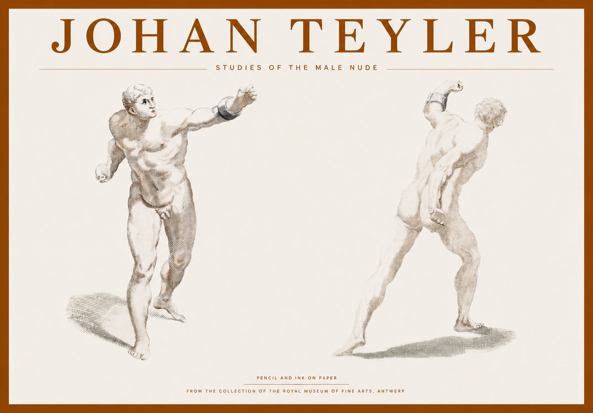 Johan Teyler Studies of the Male Nude No1 - Plakát
