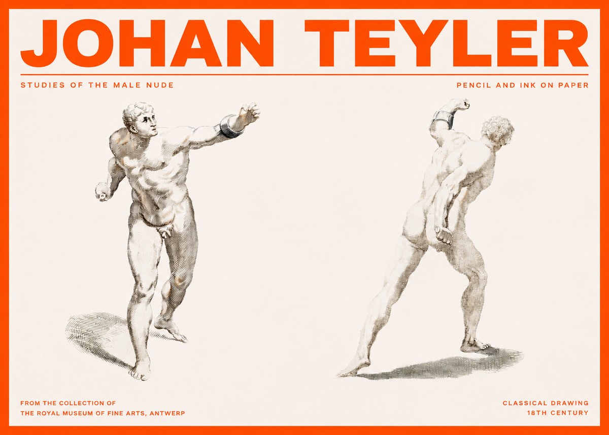 Johan Teyler Studies of the Male Nude No2 - Plakát