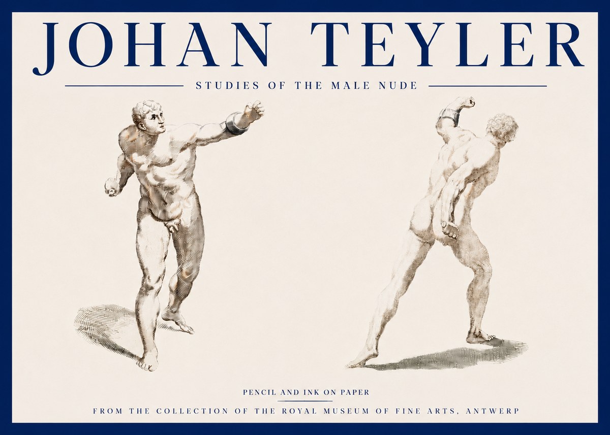 Johan Teyler Studies of the Male Nude No3 - Plakát