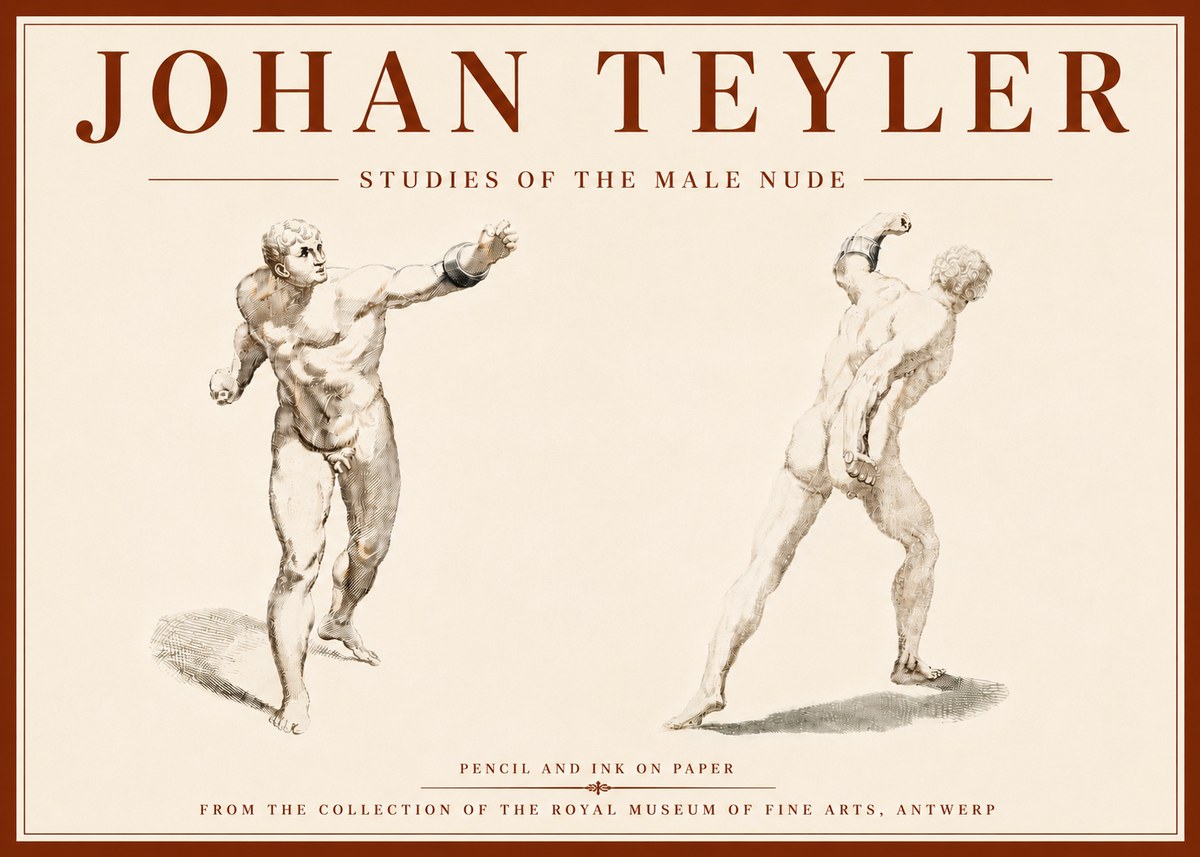 Johan Teyler Studies of the Male Nude No6 - Plakát