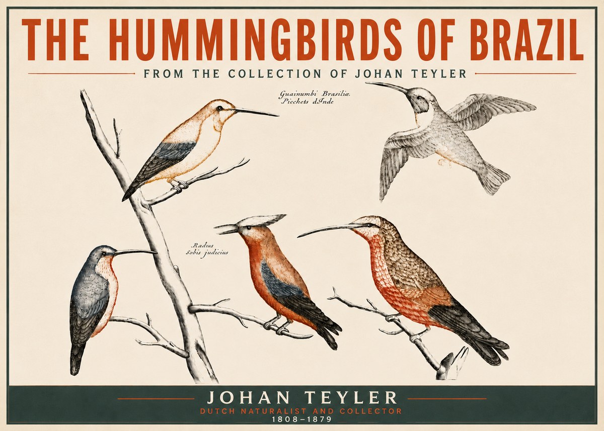 Johan Teyler The Hummingbirds of Brazil from the Collection of Johan Teyler No5 - Plakát