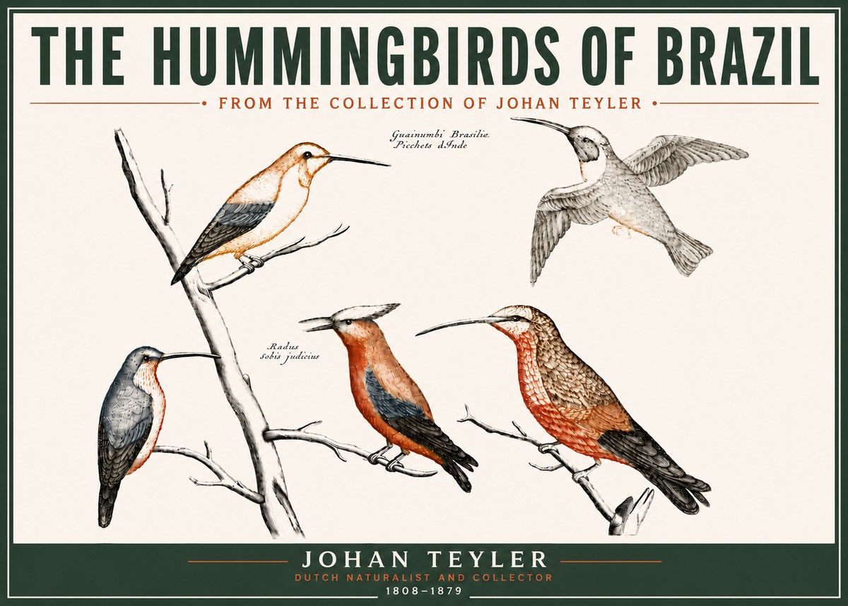 Johan Teyler The Hummingbirds of Brazil from the Collection of Johan Teyler No6 - Plakát