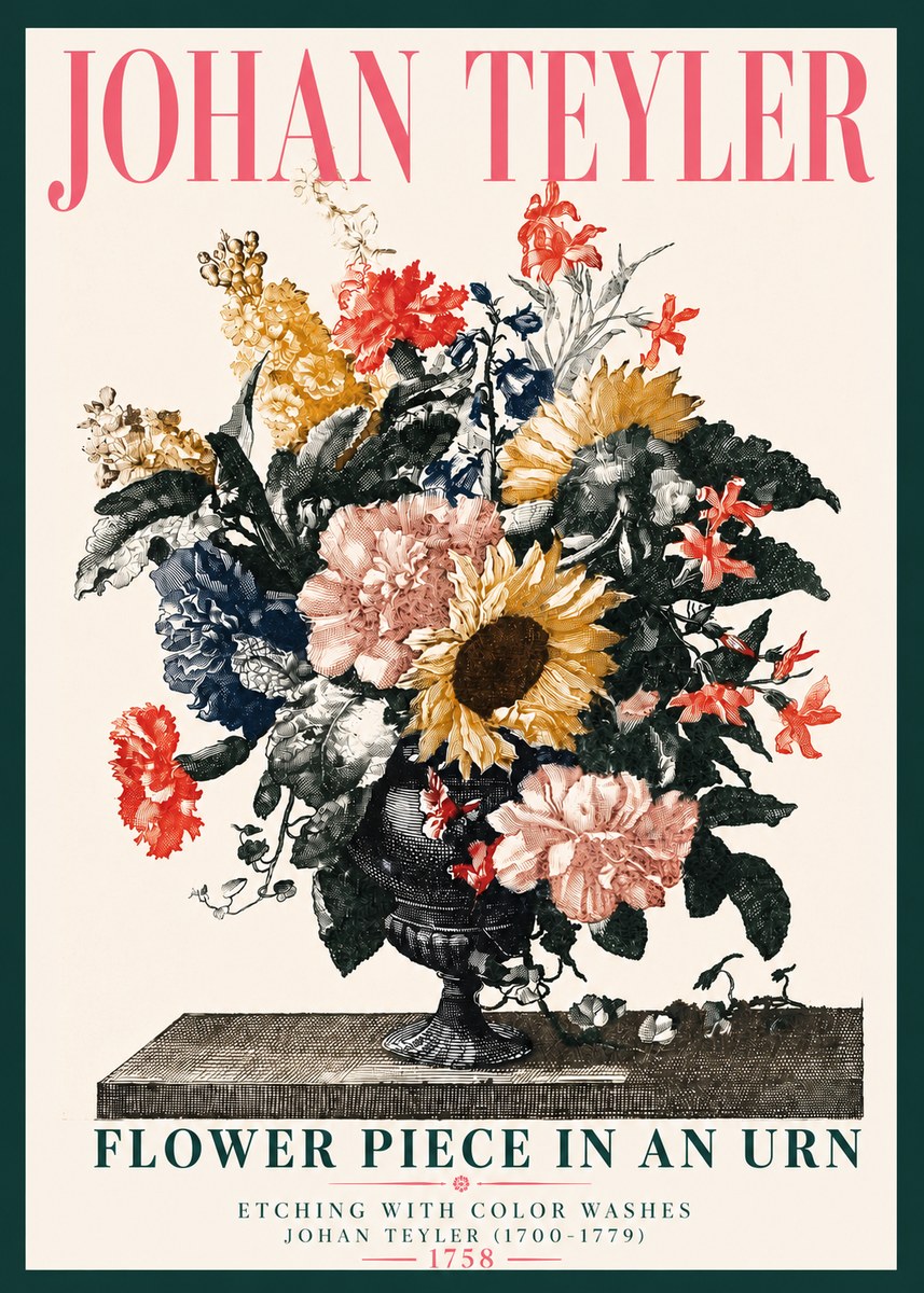 Johan Teyler Flower Piece in an Urn I No4 - Plakát