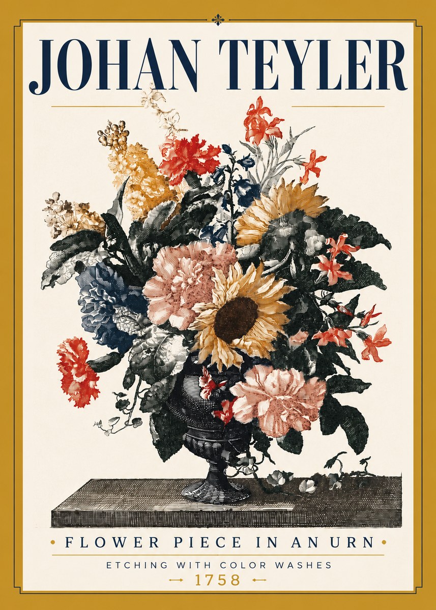 Johan Teyler Flower Piece in an Urn I No5 - Plakát