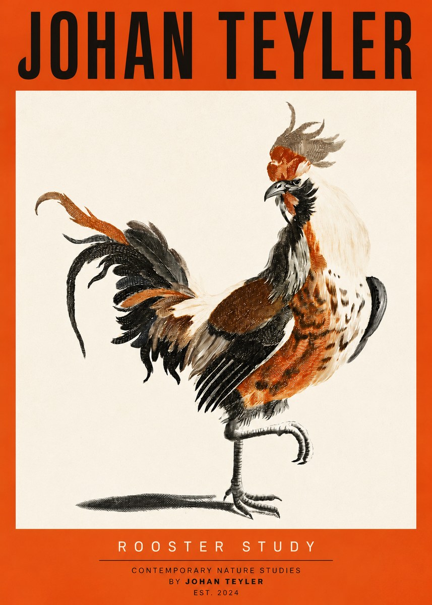 Johan Teyler Rooster Study No2 - Plakát