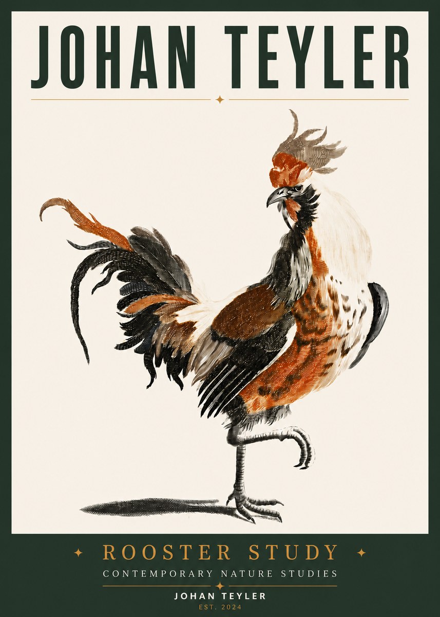Johan Teyler Rooster Study No3 - Plakát