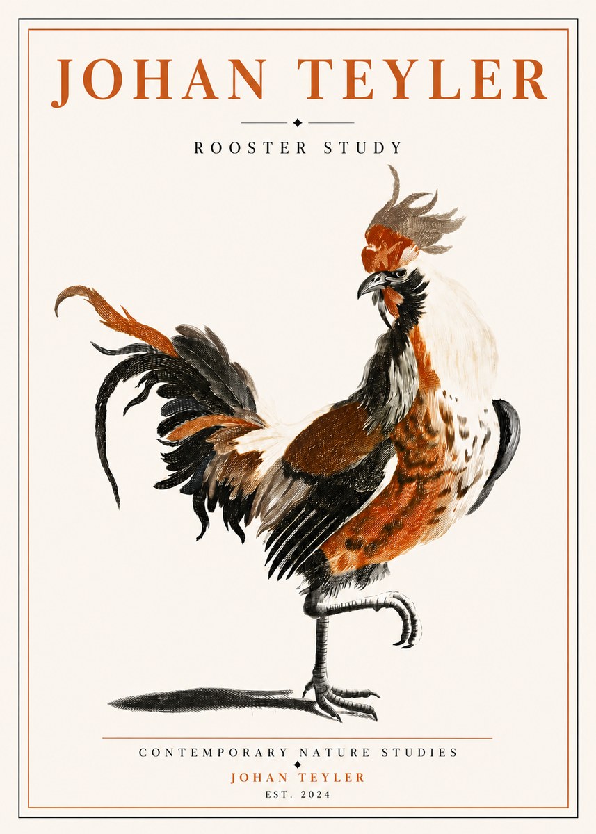 Johan Teyler Rooster Study No5 - Plakát