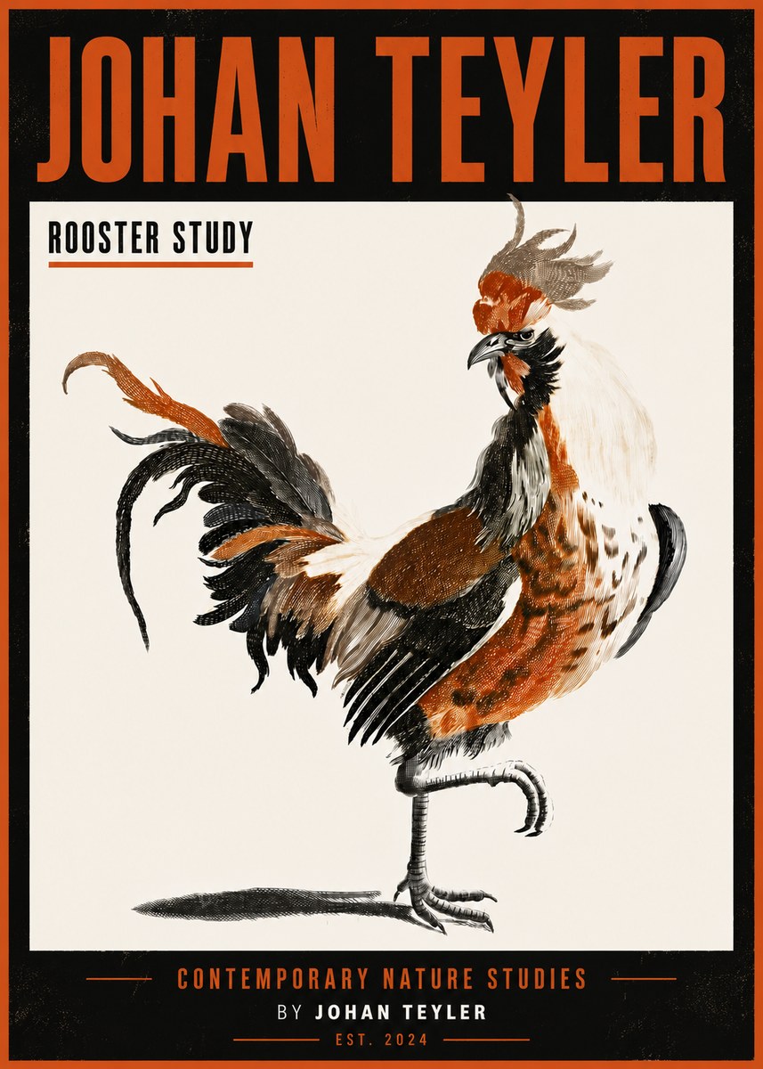 Johan Teyler Rooster Study No6 - Plakát
