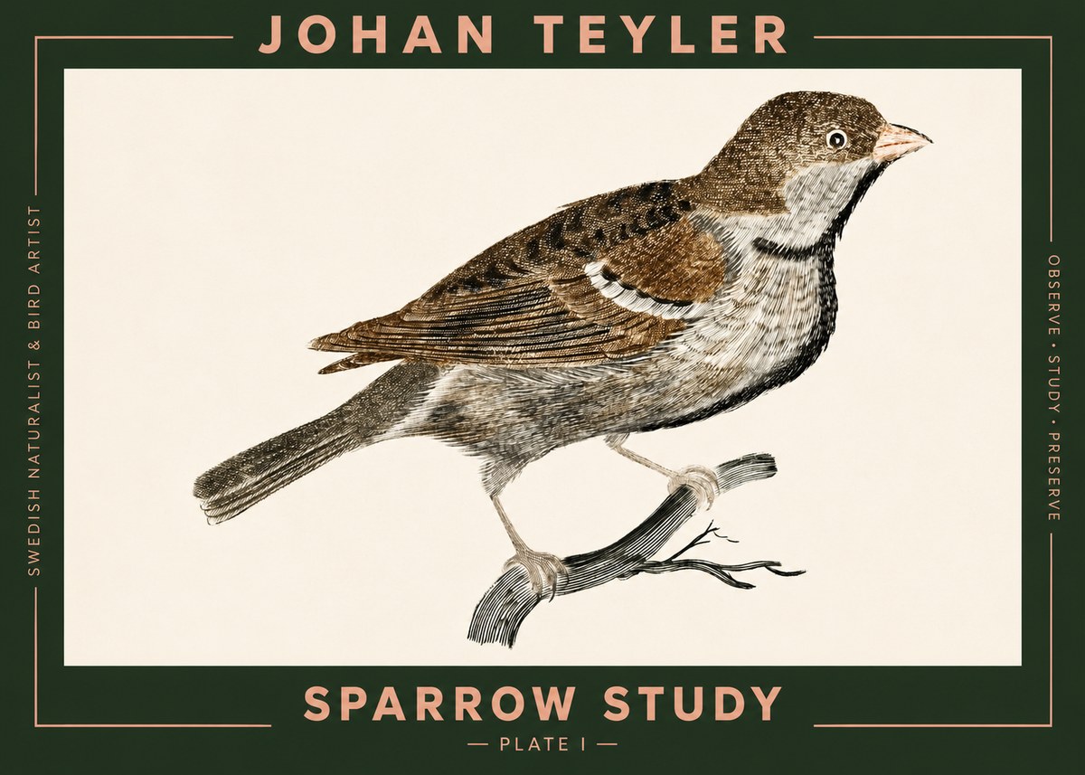 Johan Teyler Sparrow Study No2 - Plakát