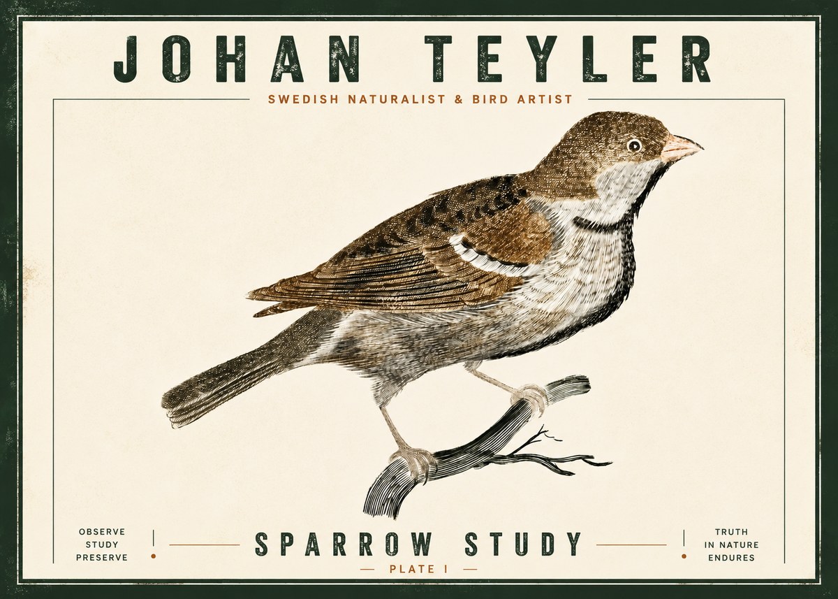Johan Teyler Sparrow Study No5 - Plakát
