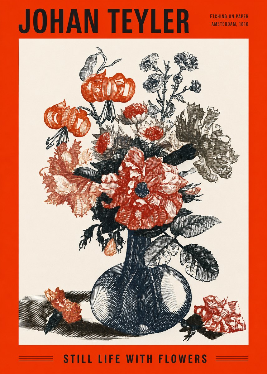 Johan Teyler Still Life with Flowers No2 - Plakát