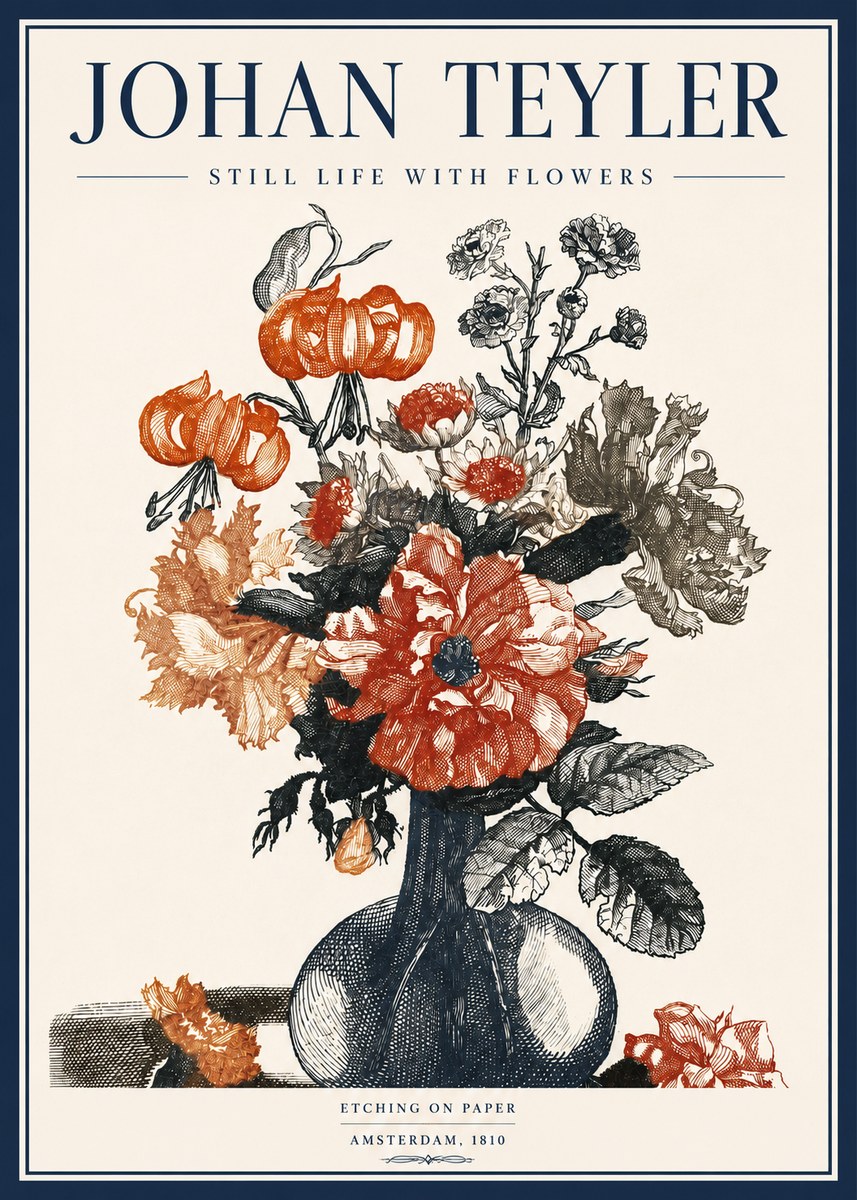 Johan Teyler Still Life with Flowers No3 - Plakát