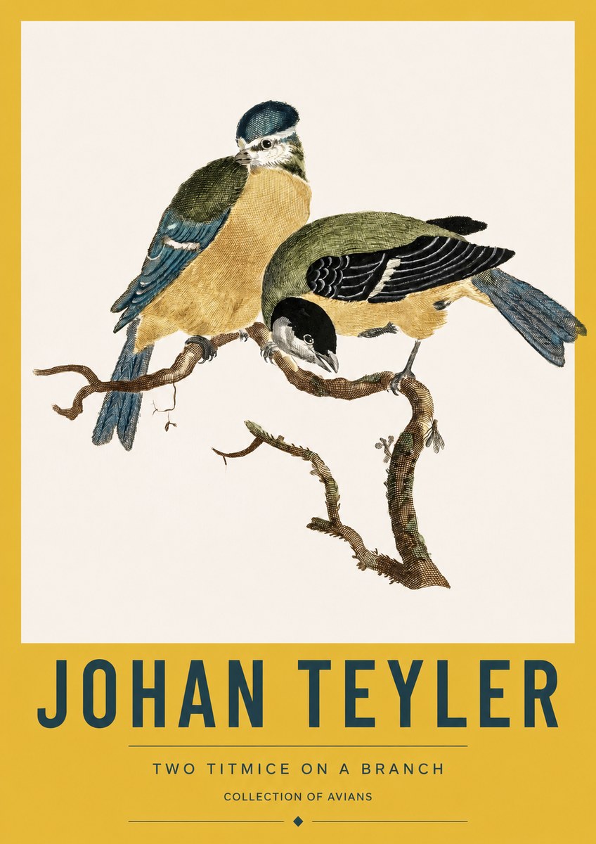 Johan Teyler Two Titmice on a Branch No3 - Plakát