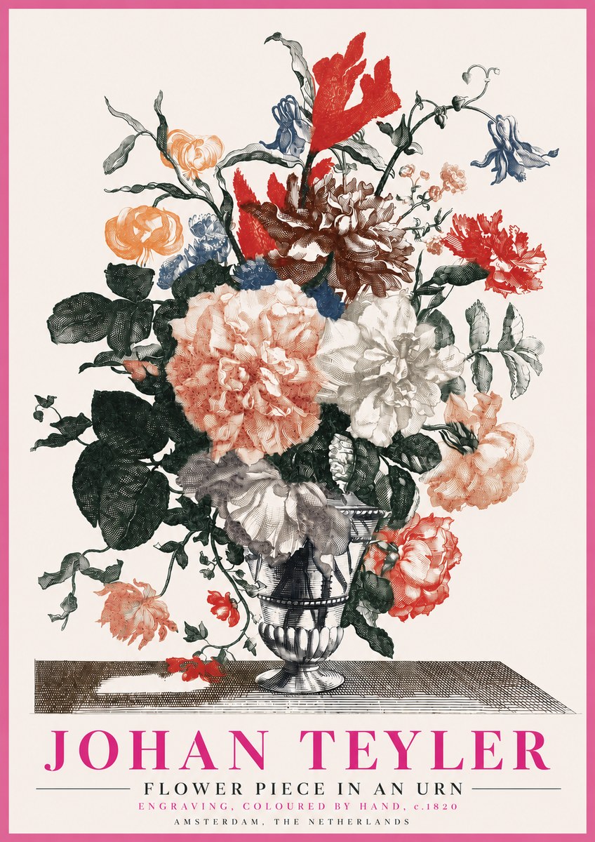 Johan Teyler Flower Piece in an Urn II No3 - Plakát
