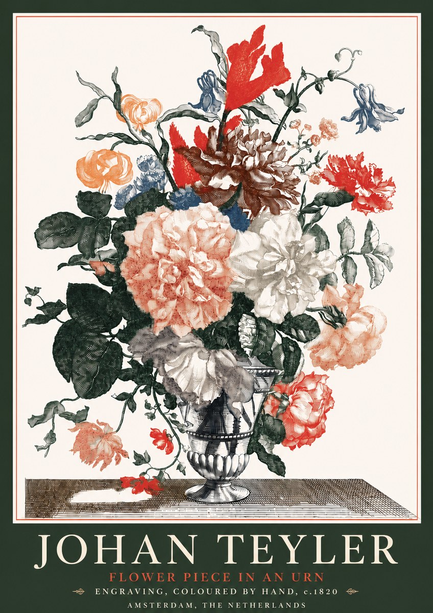 Johan Teyler Flower Piece in an Urn II No4 - Plakát