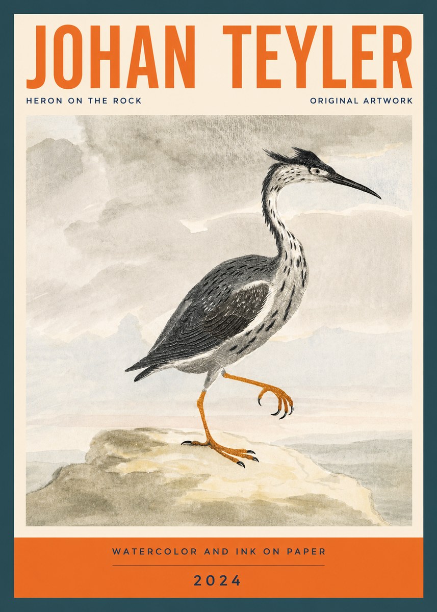 Johan Teyler Heron on the Rock No2 - Plakát