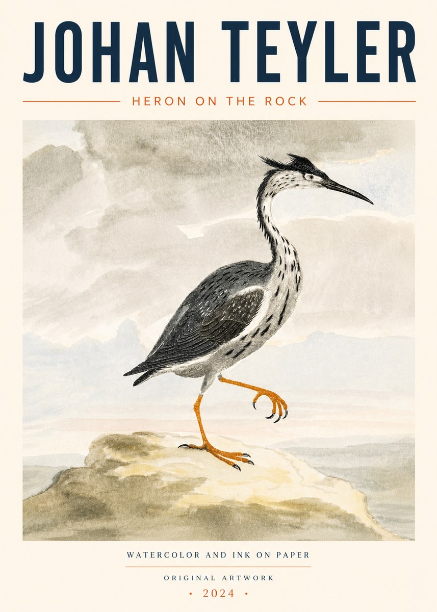 Johan Teyler Heron on the Rock No4 - Plakát