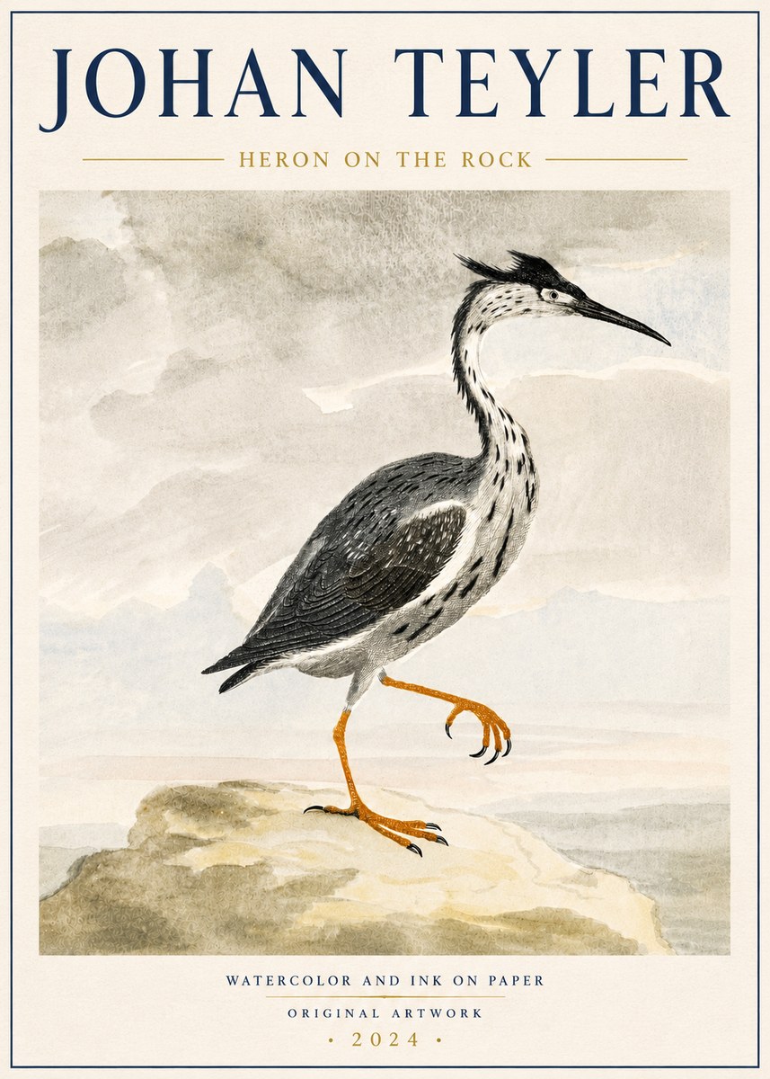 Johan Teyler Heron on the Rock No6 - Plakát