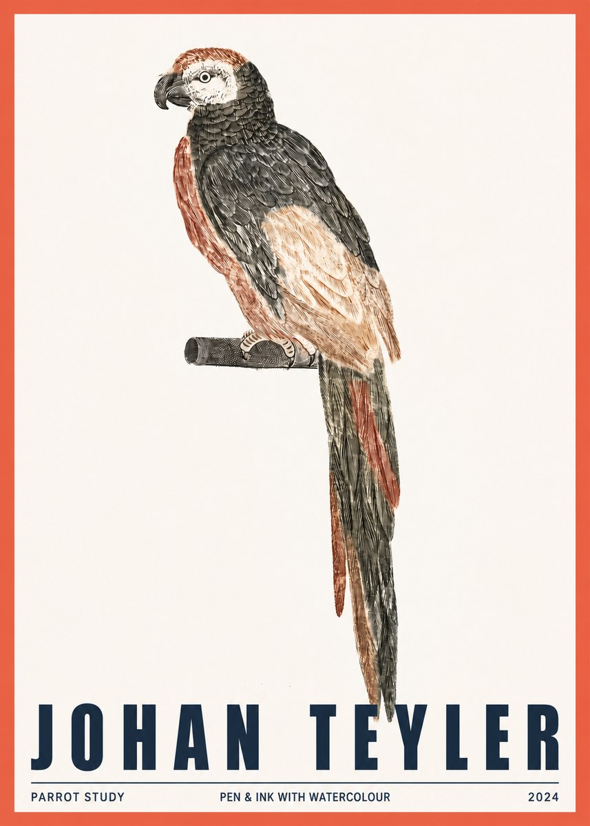 Johan Teyler Parrot Study II No2 - Plakát