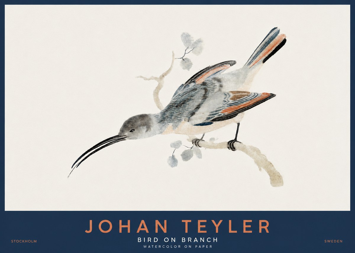 Johan Teyler Bird on Branch I No2 - Plakát