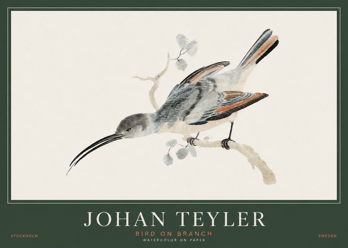 Johan Teyler Bird on Branch I No3 - Plakát