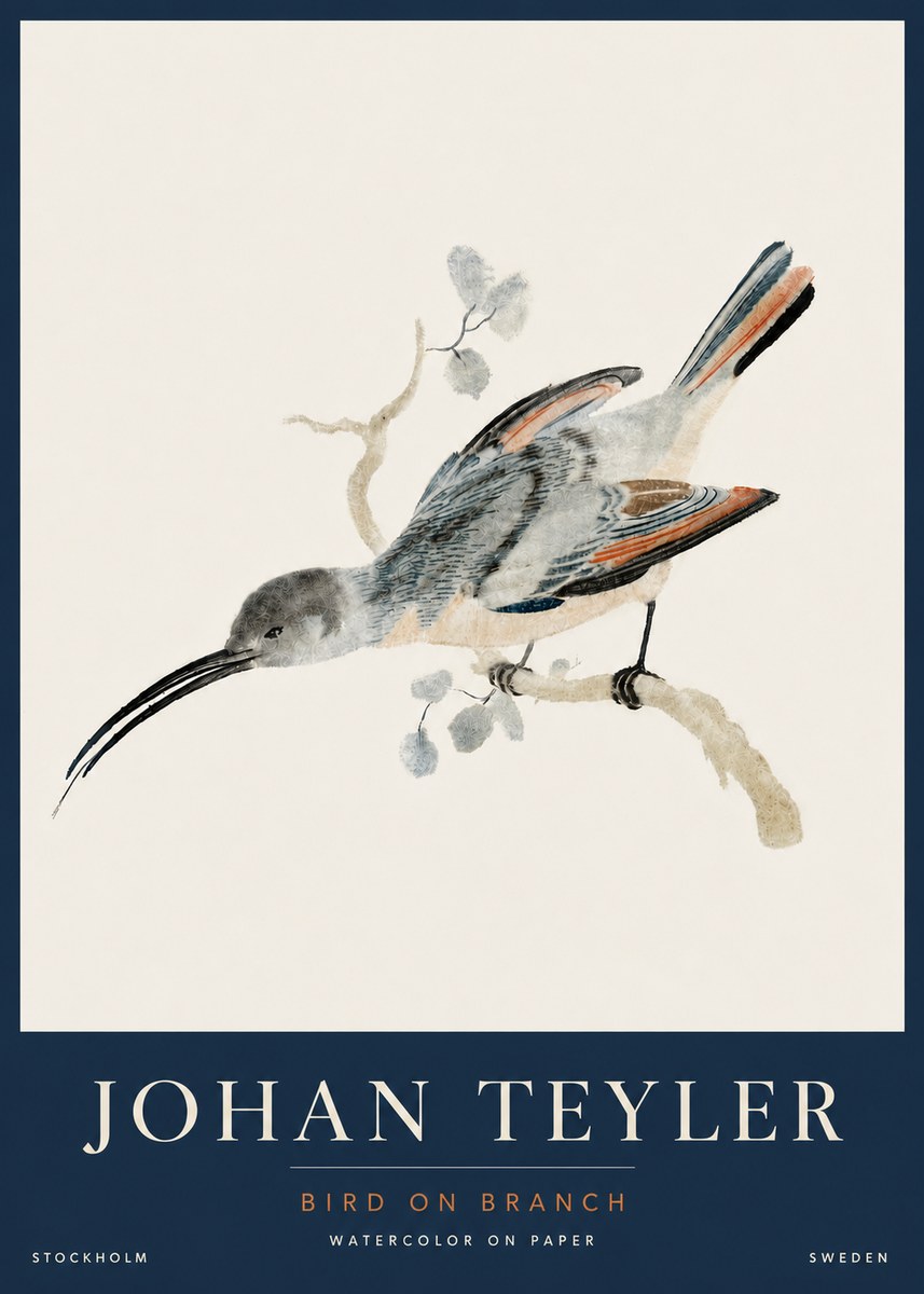 Johan Teyler Bird on Branch I No5 - Plakát