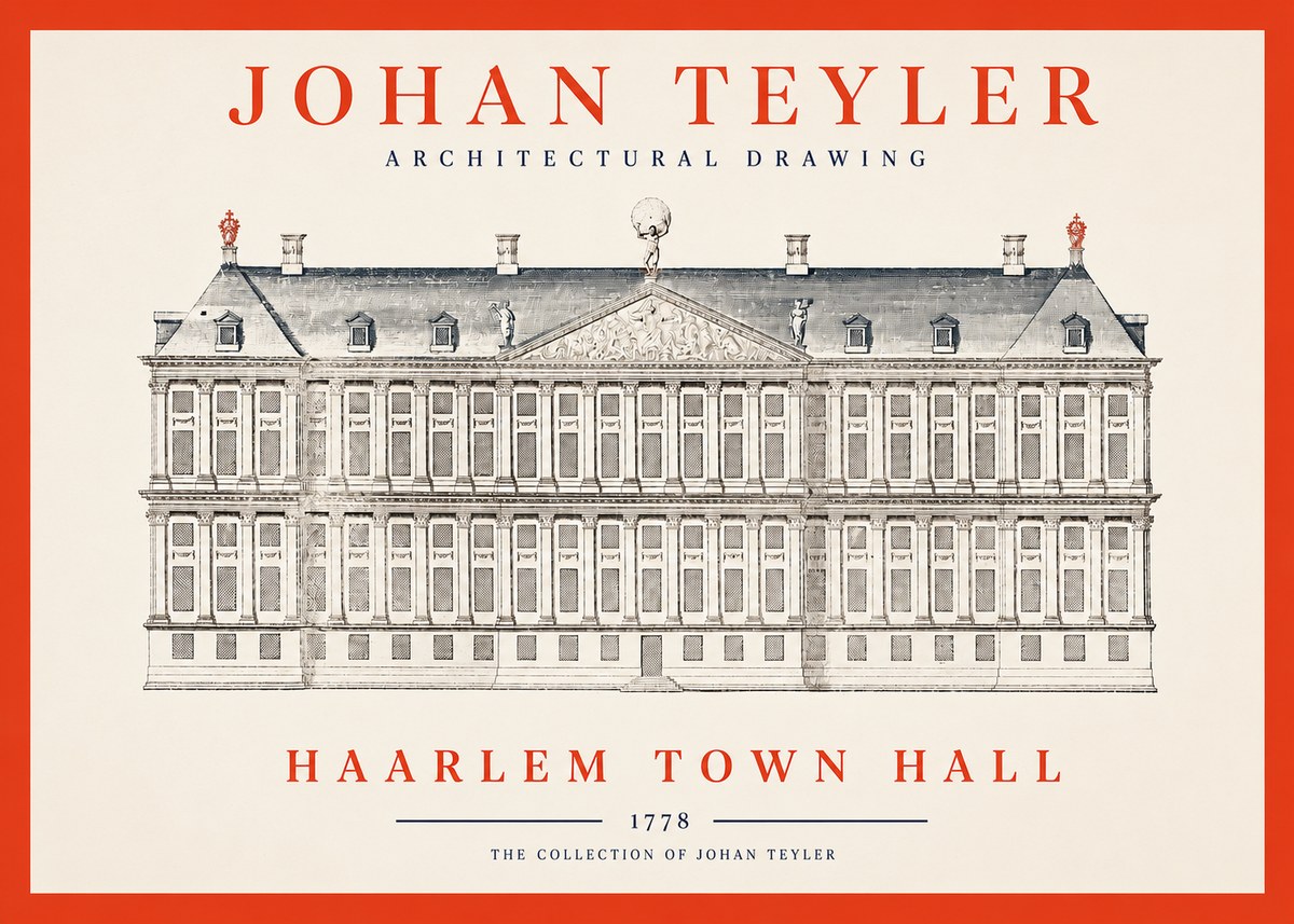 Johan Teyler Haarlem Town Hall - Elevation - 1778 No2 - Plakát