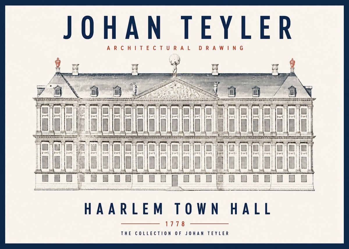Johan Teyler Haarlem Town Hall - Elevation - 1778 No3 - Plakát